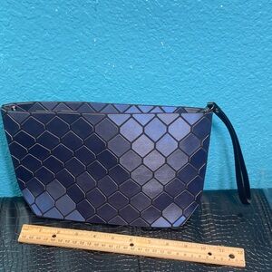 LIKE NEW Patrizia Luca Geometric Blue and Black Wristlet with 2 Places for Strap